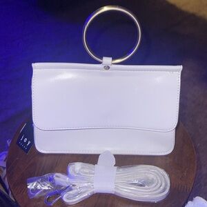 Rare: Joy Susan White Clutch with Ring Handle